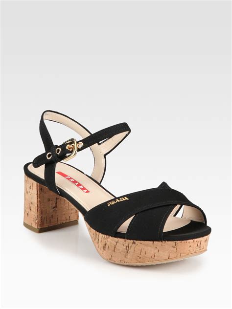 prada sandal with cork platform|prada platform heels.